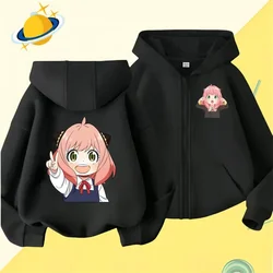 Anime Spy X Family Kids zipper hoodie Cartoon print Autumn/Winter long-sleeved sweatshirt casual top boys girls Kawaii clothing