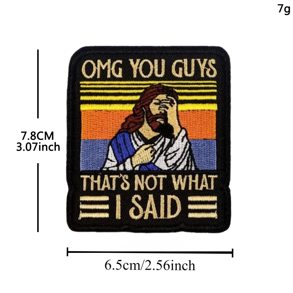 Parche moral bordado Jesús Omg You Guys – Velcro táctico - imagen 3