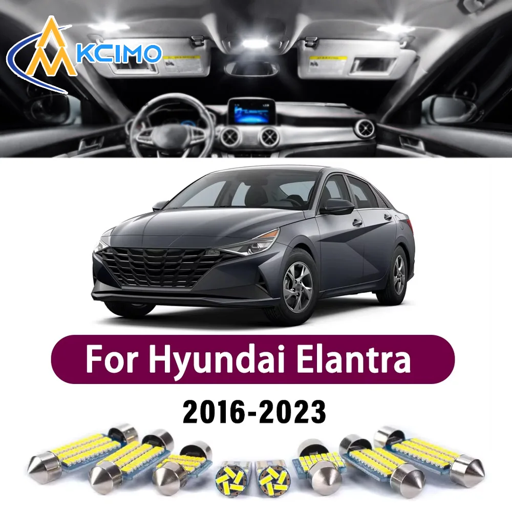 High Lumen CANBUS Error Free LED Interior Light Kit For Hyundai Elantra MK6 VI 6 2016-2023 Map Trunk Reading Dome Lamp Bulbs Set