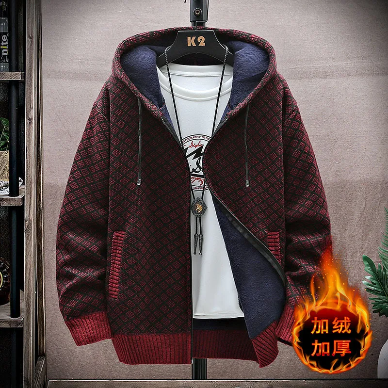 الخريف والشتاء جديد الرجال عارضة مقنعين سترة سترة تنوعا المخملية سميكة سترة