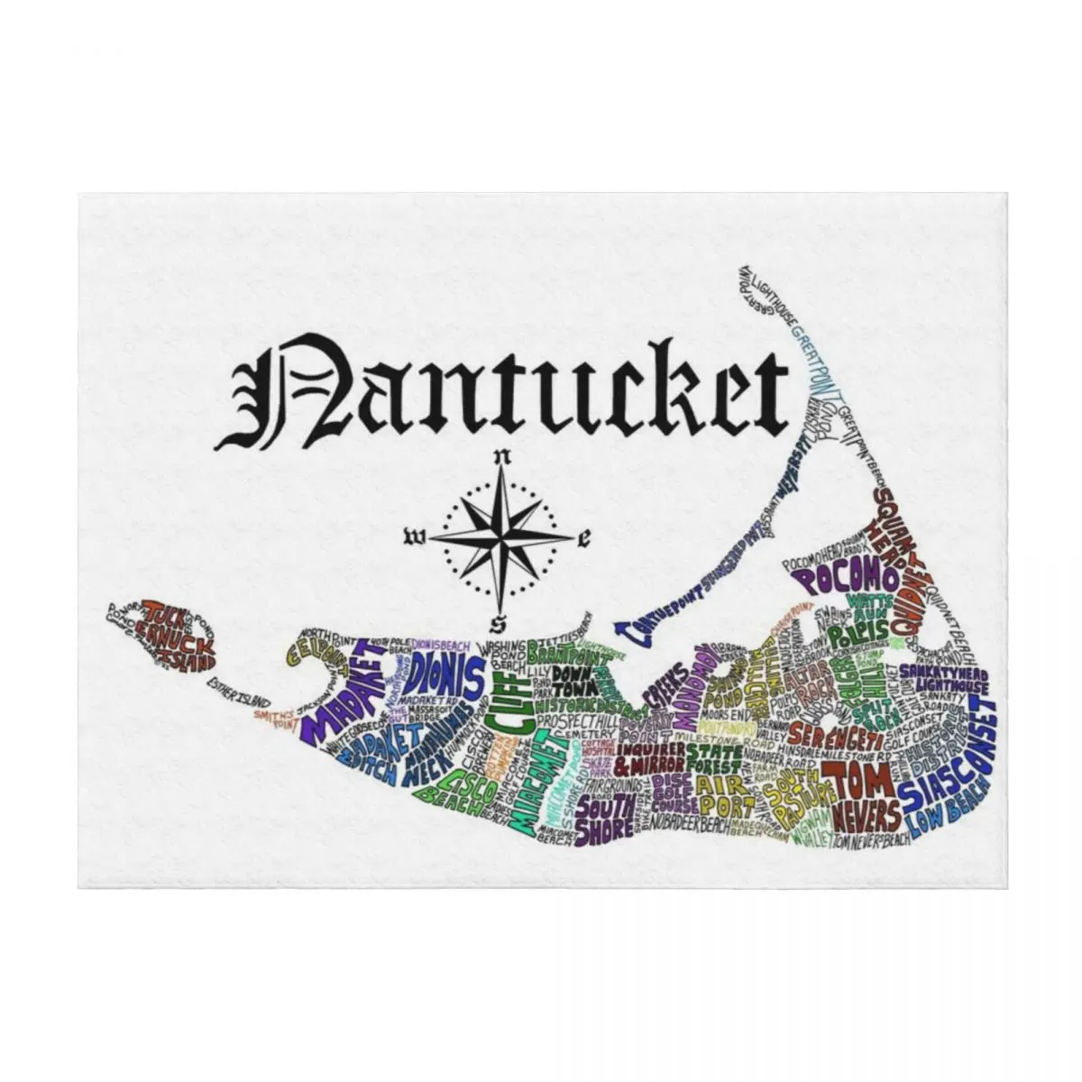 

Nantucket Word Map Throw Blanket Plaid Picnic Sleeping Bag Sofa Blankets