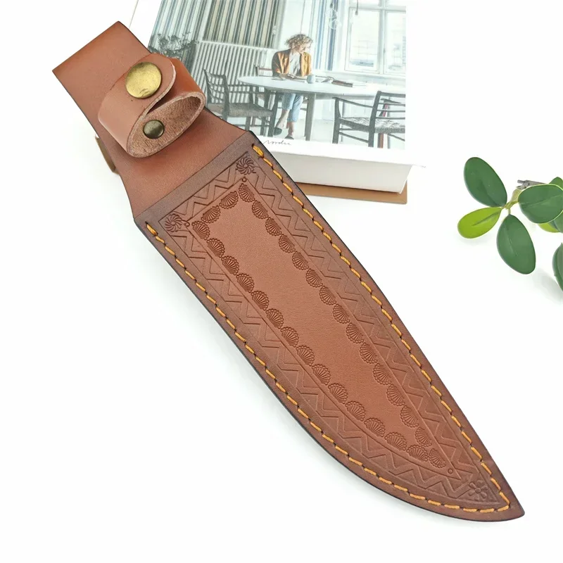 High quality Leather Sheath Belt Knife Sheath with Waist Belt Buckle Pocket Tool Knife Protective Cover (Knife Not Included)