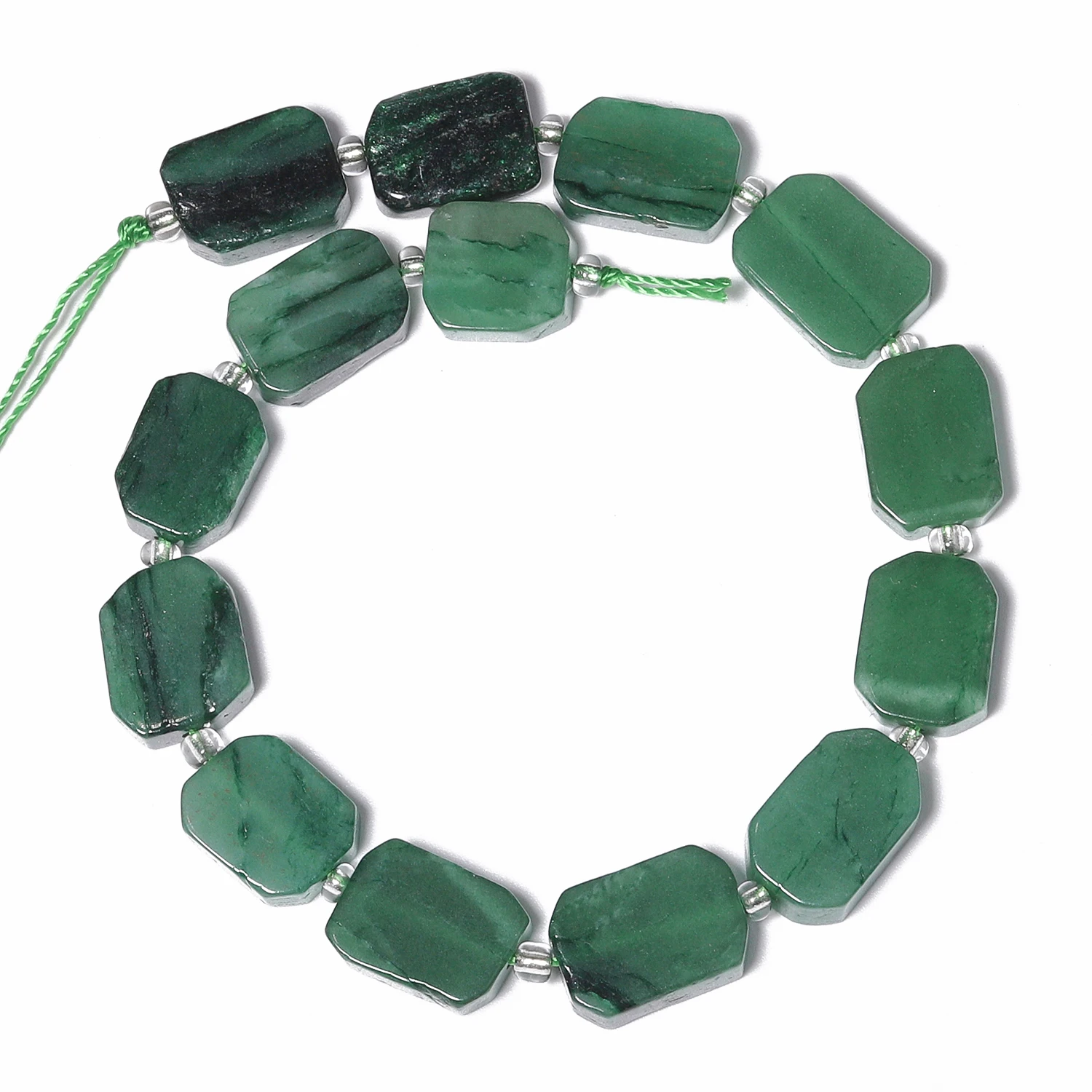 Gemas de Esmeralda verde Natural AAA de 12x8mm, cuentas de piedra con forma rectangular Irregular para fabricación de joyería, accesorios de pulsera Diy