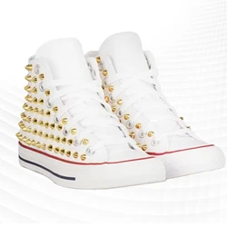 Trend gold rivet high top do old canvas shoes handmade hip hop wind street dance shoes casual shoes