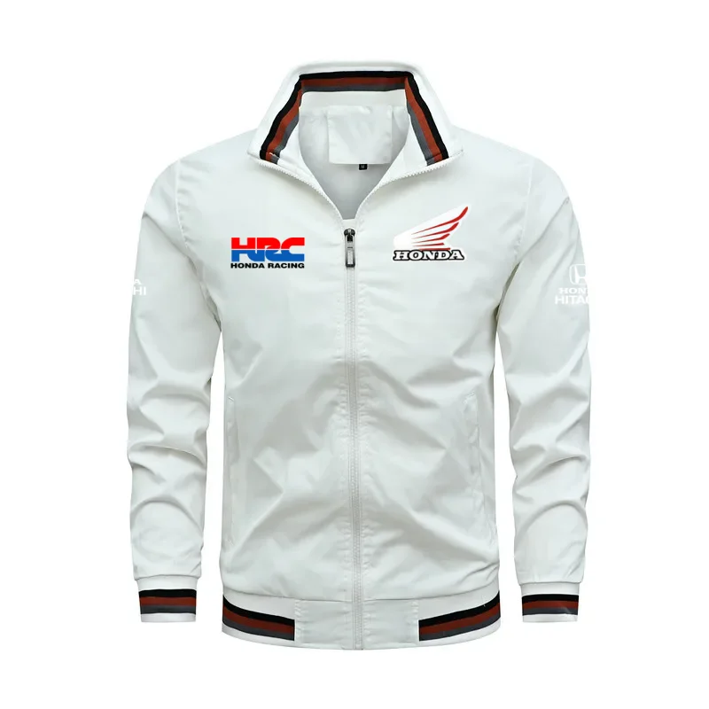 

HRC Honda Racing Motorcycle Jacket Men Stand Collar Zip Up Windbreaker Hitachi Logo Casual Outdoor Racing Coat Spring Autumn Spo