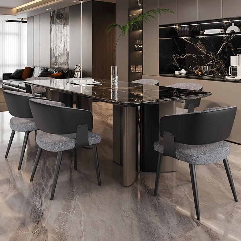 Modern simple rectangular household dining table and chair combination small apartment dining table