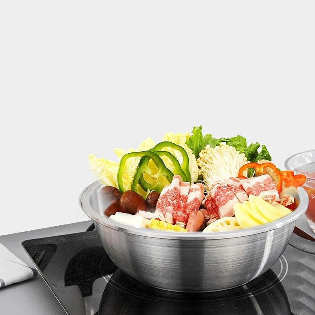 

Stainless Steel Mixing Bowl Set Large Capacity Soup Pot Nesting Bowls Food Container Kitchen Baking Tools Rustproof