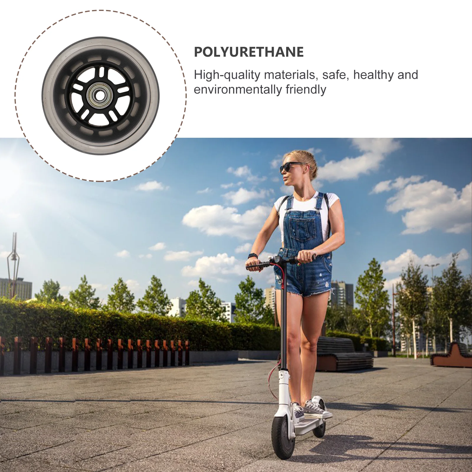 

Scooter Wheels Replacement Luggage Stroller Durable Silent Universal Skateboard Wheels Weather Resistant Easy Install Case