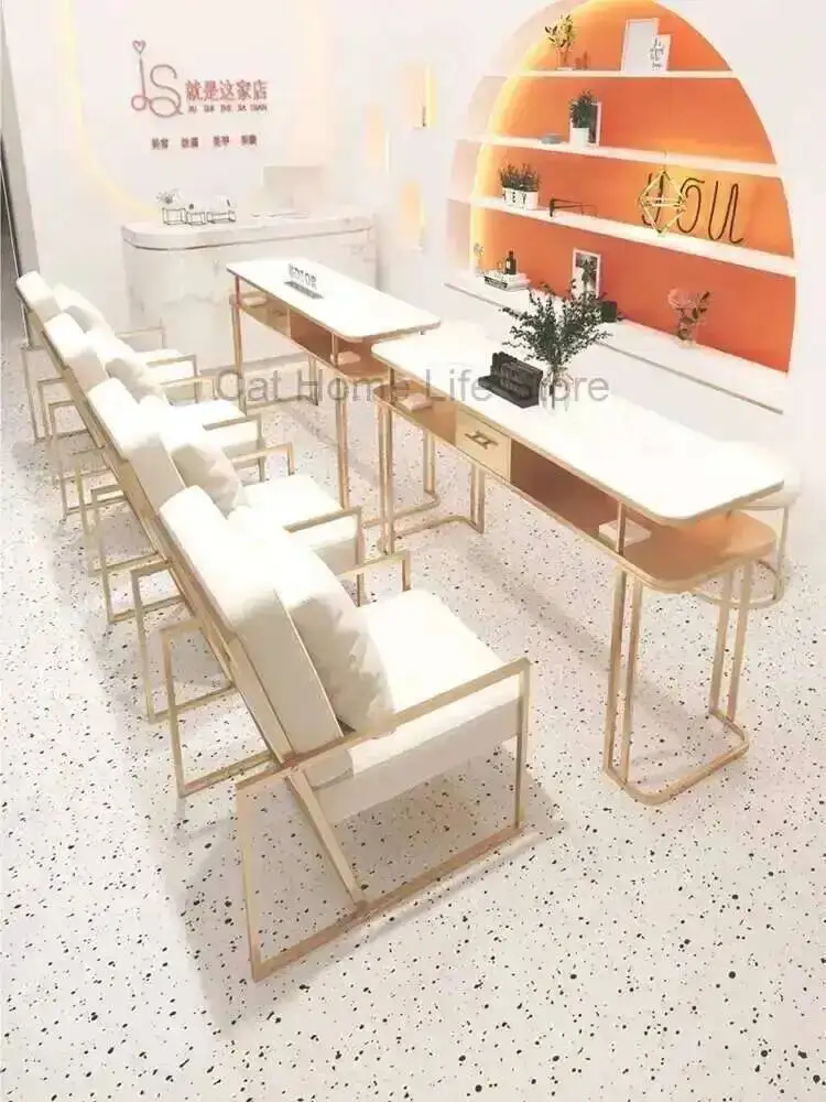 Style Manicure Table Marble Tabletop Cream Professional Luxury Modern Nail Table Nail Artist Mesa Manicura Salon Furniture