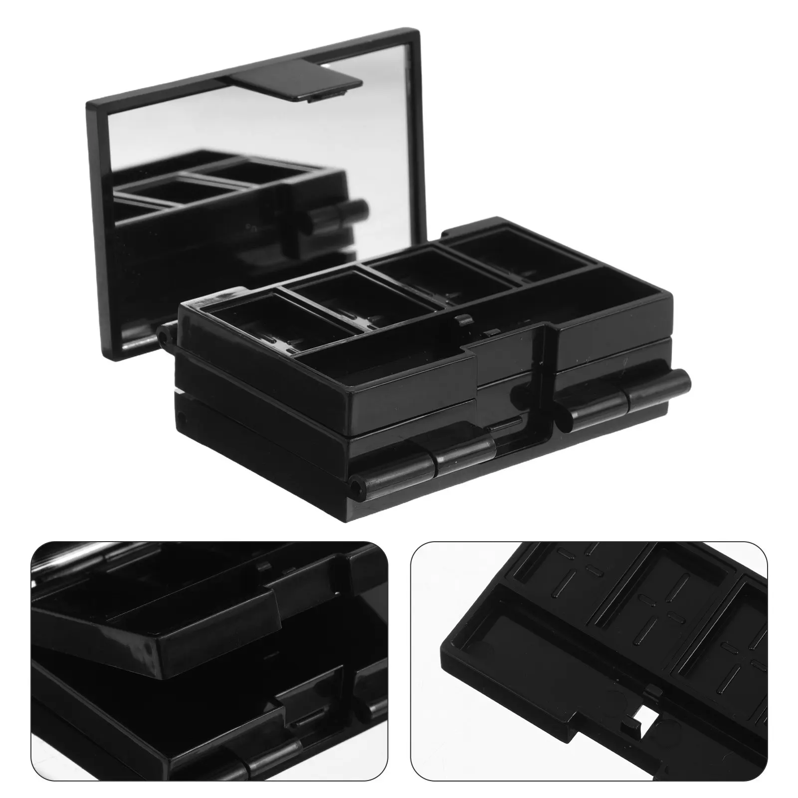 

Compact Foldable Makeup Palette Empty Mirror Included Portable Eyeshadow Blush Pan for Travel Women's Makeup Organizer Storage