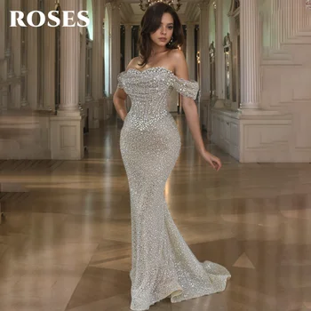 ROSES Pearl Gorgeous Prom Dress Sweetheart Off the Shoulder Hollow Prom Gown with…