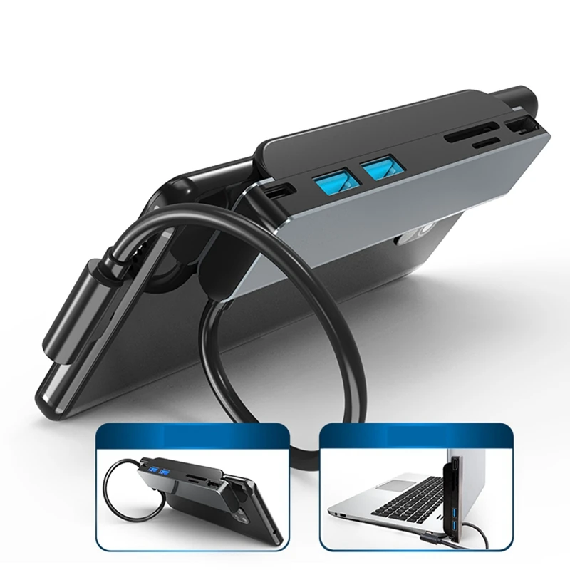 Y43A-USB C HUB 3.0 87W PD -Compatible Converter Type C 90 Degree Multifunctional Side Clip Adapter For Ipad  Pro