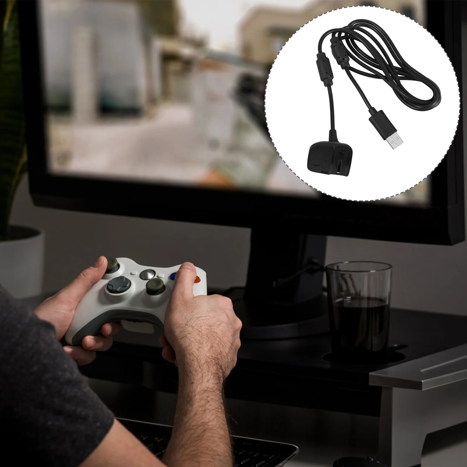 

Game Controller Charging Cable USB Compatible for Xbo Durable Stable Signal Transmission Reliable Game Controller Cord