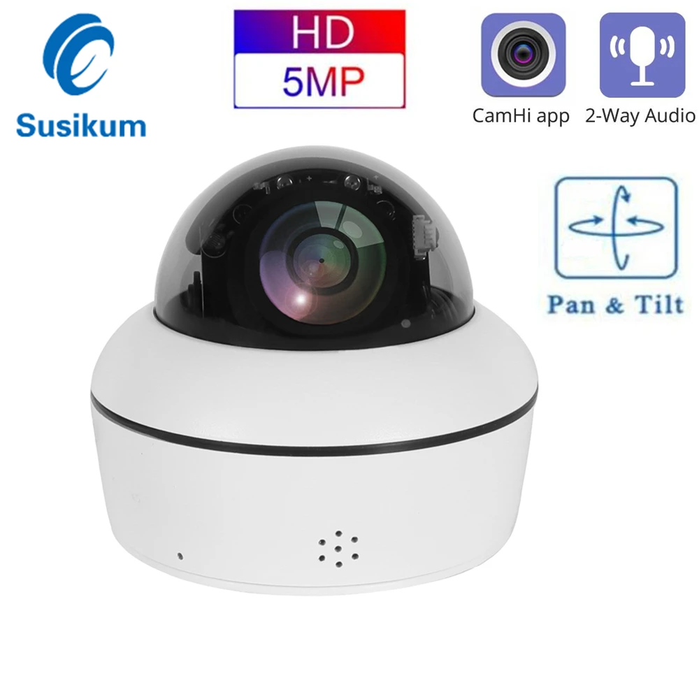 CamHi PTZ IP Camera POE 5MP Waterproof Speed Dome 4X Zoom Two Way Audio Security Outdoor CCTV Camera Night Vision