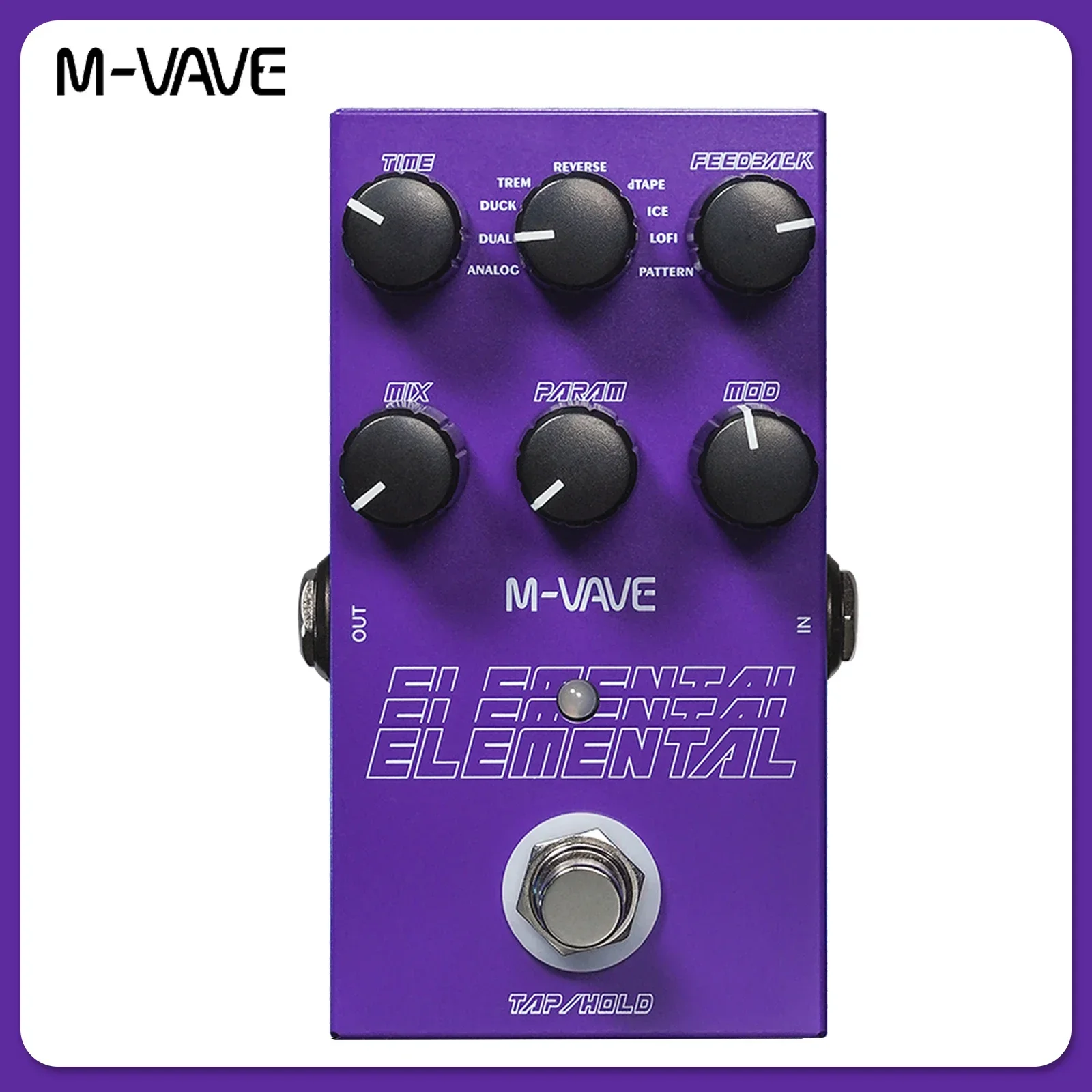 M-VAVE Elemental Electric Guitar Effect Pedal Elemental Pedal Digital Delay Effect Support for TAP and HOLD Mode Guitar Part