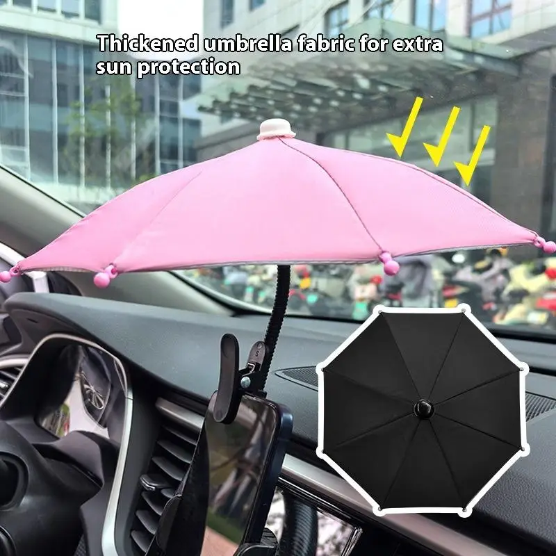 1pc Metal Hose Can Bending Cell Phone Umbrella Holder With Clip For Sun Shade Cell Phone Sun Protection Shelter From Rain