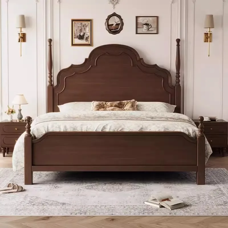 European Simple Bed Queen Double Luxury Girls Design Bed Beauty Sleeping Safe Princess Baby Wooden Beliche Unique Furniture