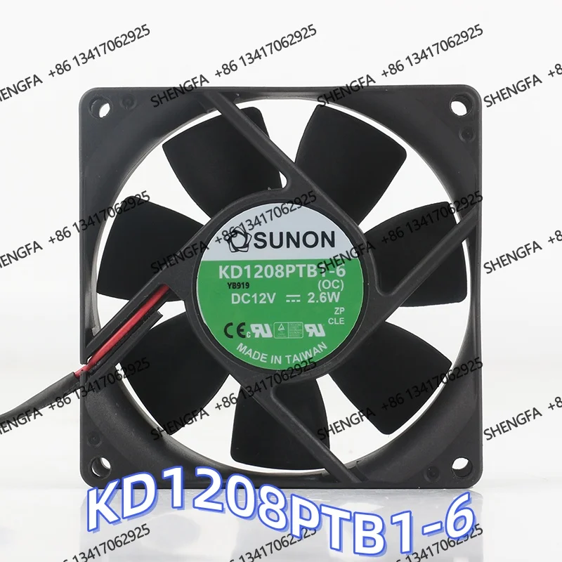 SUNON KD1208PTB1-6A 8025 8CM case 5V 24V 48V DC12V 2.6W dual ball quiet chassis bearing 2-wire cooling fan