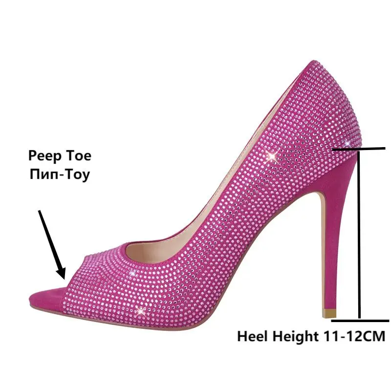 Onlymaker Women Pumps 12CM Pointed Toe Rhinestone Stiletto Thin High Heel  Fashion Female Shoes