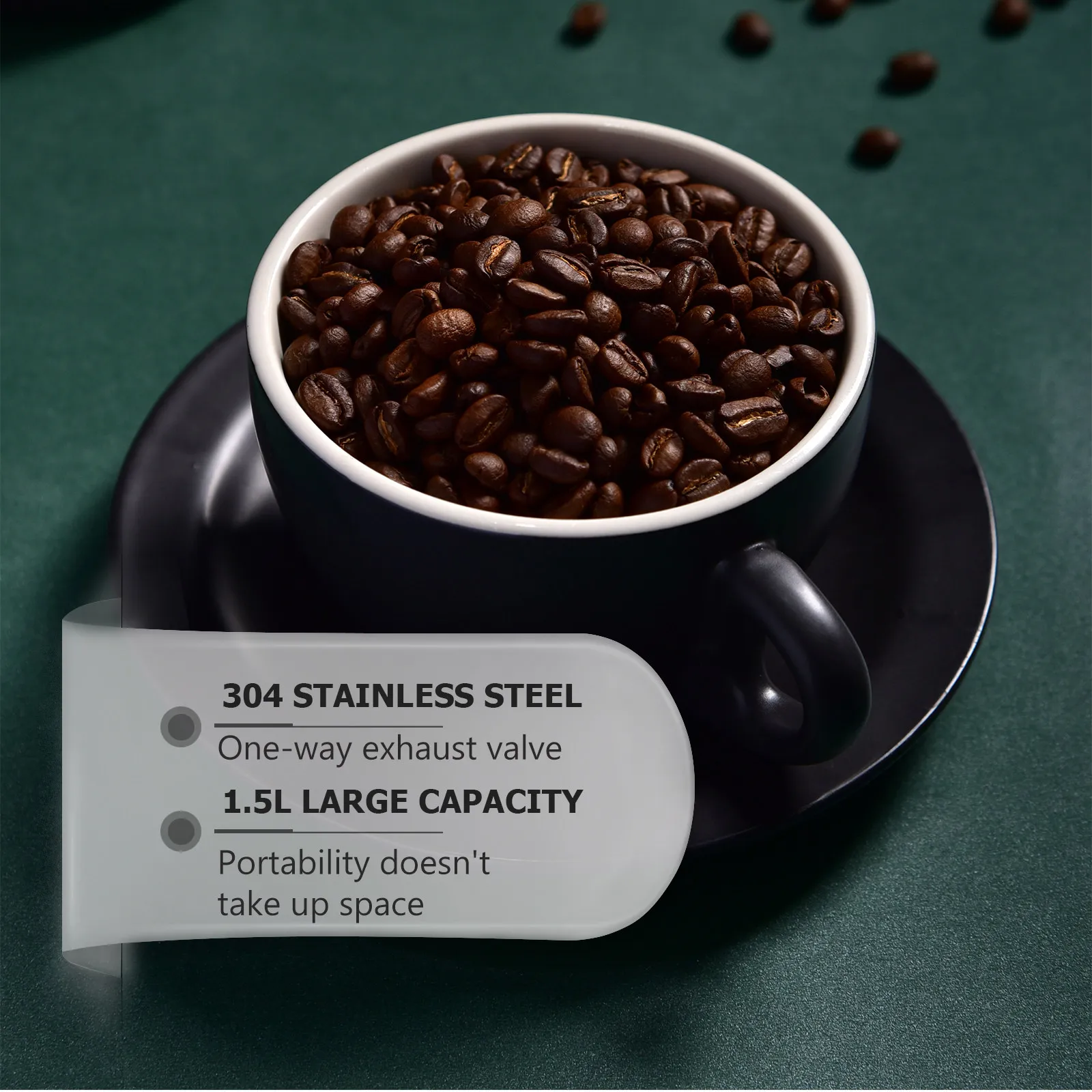 1Pcs Premium Stainless Steel Coffee Bean Storage Jar with Airtight Lid for Fresh Dry Food Storage Tea Sugar Salt Candy Container view 4