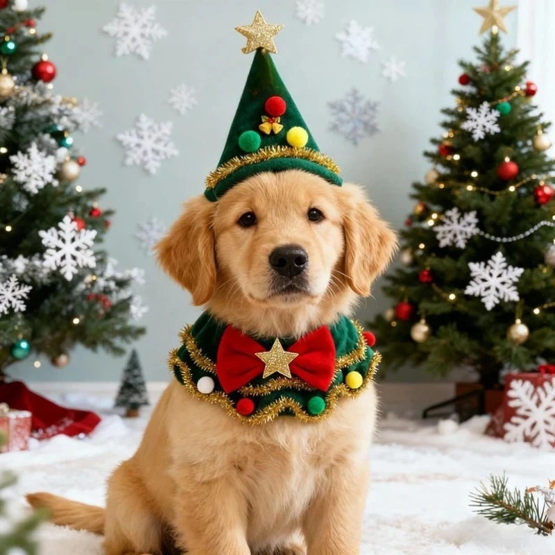 

Pet Christmas Costume Small Dog Cat Christmas Tree Cosplay Bow Cape Scarf Star Hat Winter Suit Cute Xmas Decorative Props