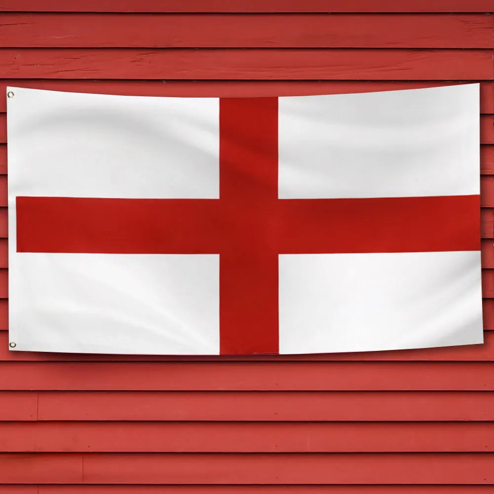3x5 Ft St George Cross Flag Polyester Red Cross UK England Flag Vivid Color English National Flags Fade  for Decoration
