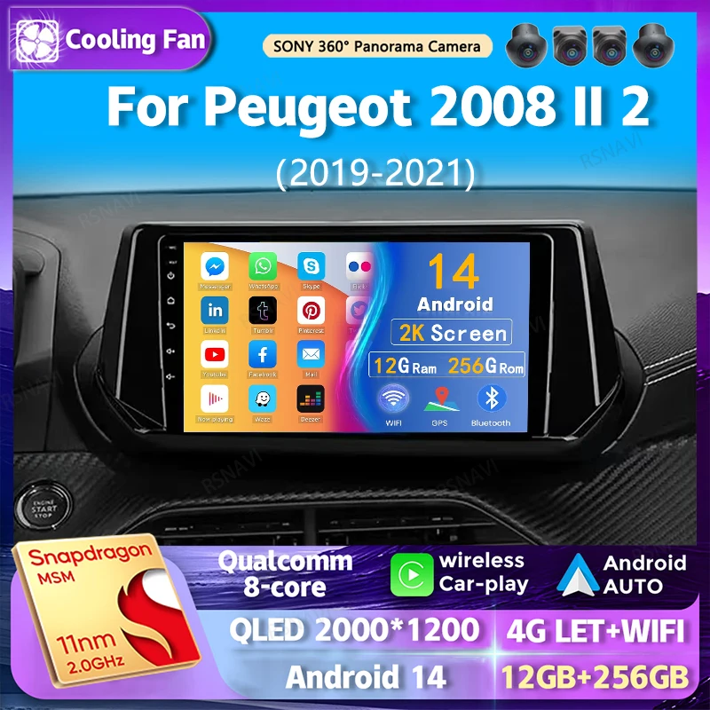 

Android 14 Wi-Fi + 4G Carplay Автомобильное радио для Peugeot 2008 II 2 2019-2021 Навигация GPS Видеоплеер Стерео авто Мультимедиа DVD BT