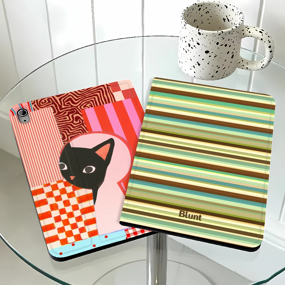 Cartoon Cat Check Patch Case for Samsung Galaxy Tab A7 Lite A9Plus S11 S9+ S10 Lite A8 S7 S8+ A11 S9 FE S10 Plus S10FE With