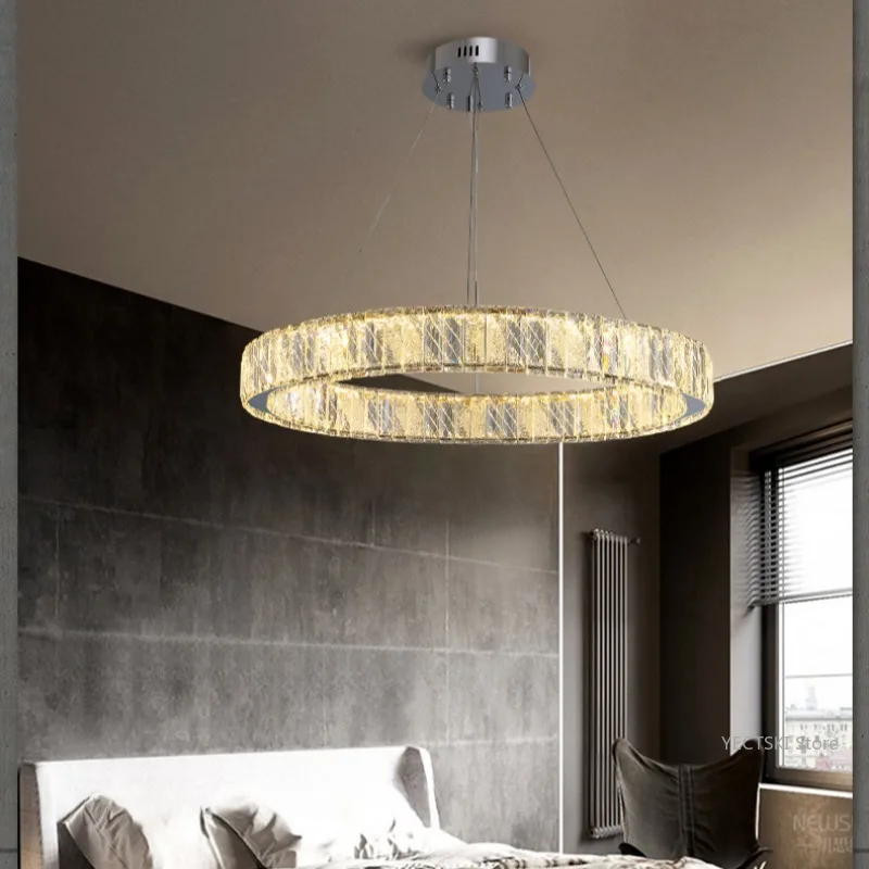 Lampadario di cristallo di lusso leggero, luce del soggiorno, luce principale della sala da pranzo, camera da letto di lusso moderna semplice e luce di studio