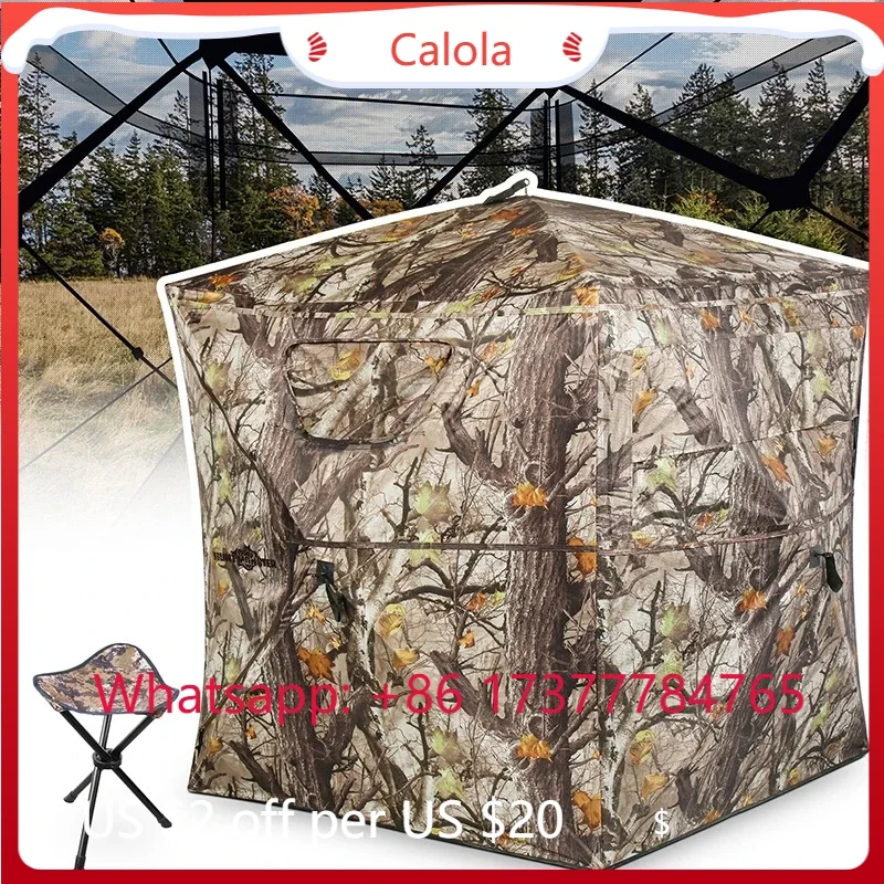 2-3 Person Camouflage Camping Tent Portable Lightweight 270° Viewing Outdoor Hunting Tourist Equipment