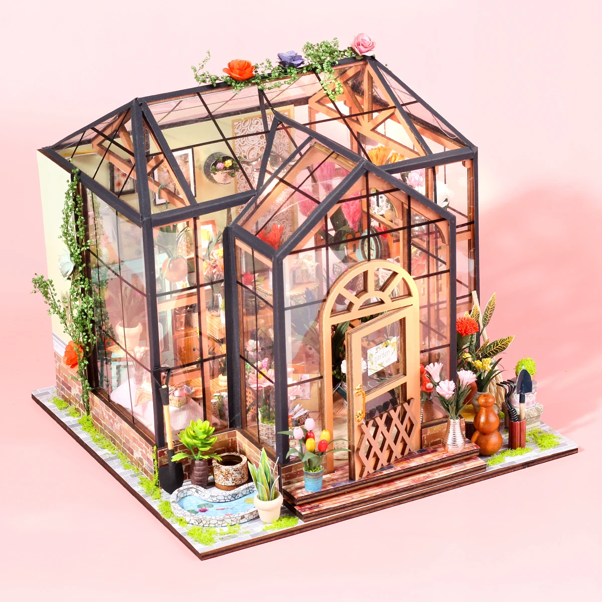 Flower House 3D Puzzle Assembly Model Building Doll House Mini Kit DIY Cabin Handmade Toys Wooden Crafts Valentine\'s Day Gift