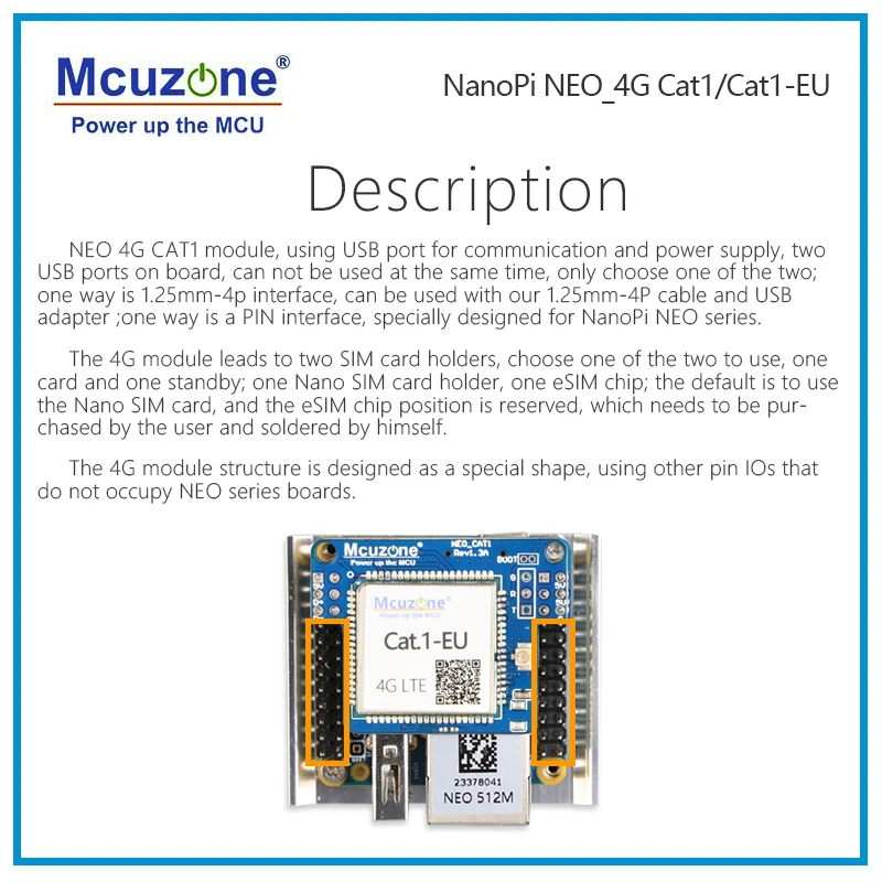 Moduł NEO-4G NanoPi Cat.1 LTE, NEO / NEO Core / NEO Air,Drive free | dial free | plug and play,Debian