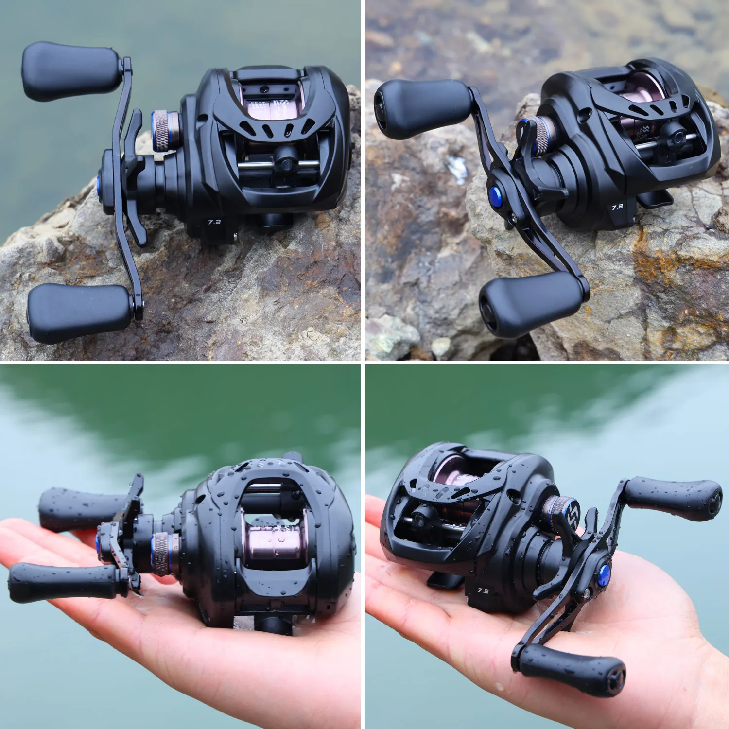Sougayilang SSX-DC Baitcasting-Rolle, Übersetzungsverhältnis 7,2:1, 4+1BB, Anti-Rückstoß-Getriebe aus Aluminiumlegierung, elektronisches Bremssystem, max. 10 kg – Detail 13