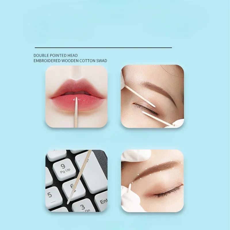 100/300/500Pc desechable Ultra-pequeño hisopo de algodón cepillo sin pelusa Micro madera pinceles de maquillaje extensión de pestañas herramientas de eliminación de pegamento