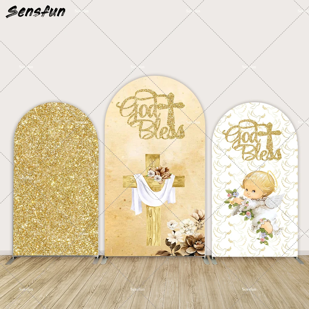 Фон для первого причастия, крестины, фотообои с блестками золотого цвета для новорожденных