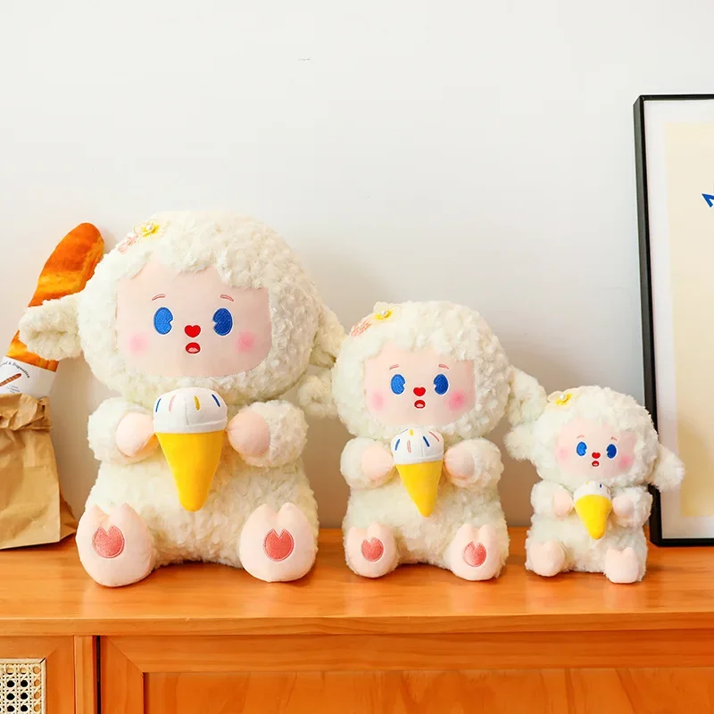 Hot Style Cute Cartoon Ice Cream Lamb Soft Plush Stuffed Doll Toys Hobbies Exquisite Kawaii Home Decoration Gifts Friends