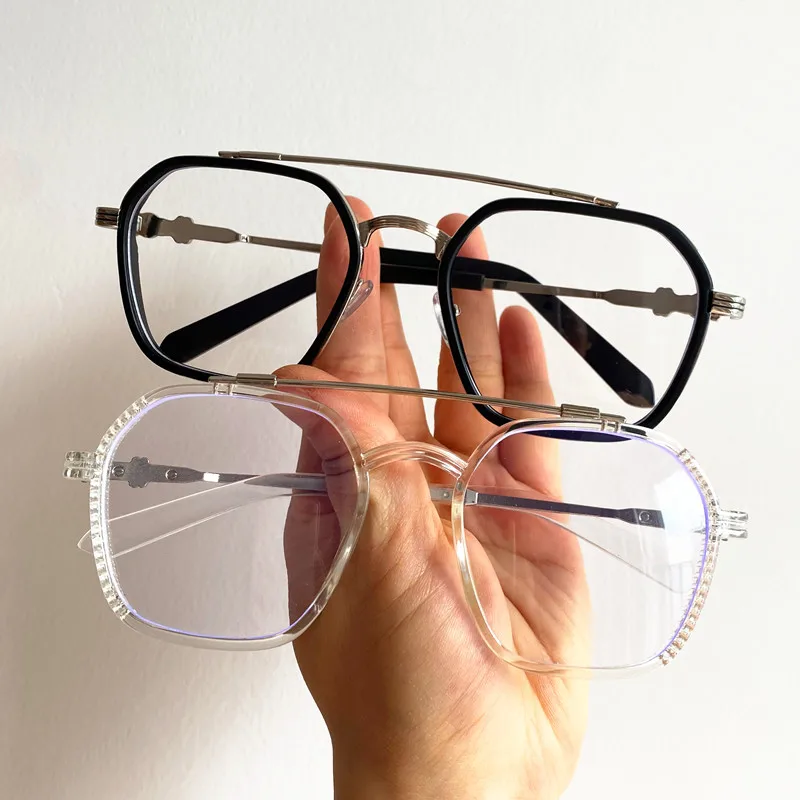 NIEUW Optische lenzenvloeistof Unisex-bril Dubbele straal Google Oversize frame Sierpersoonlijkheid Tempels Anti-blauwlichtbril