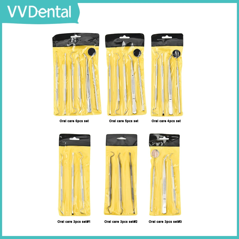 

VVDental Stainless Steel Dental Cleaning Tools Set Dental Tools Kit with Dental Scraper Mirror Probe Dental Surgery Instruments