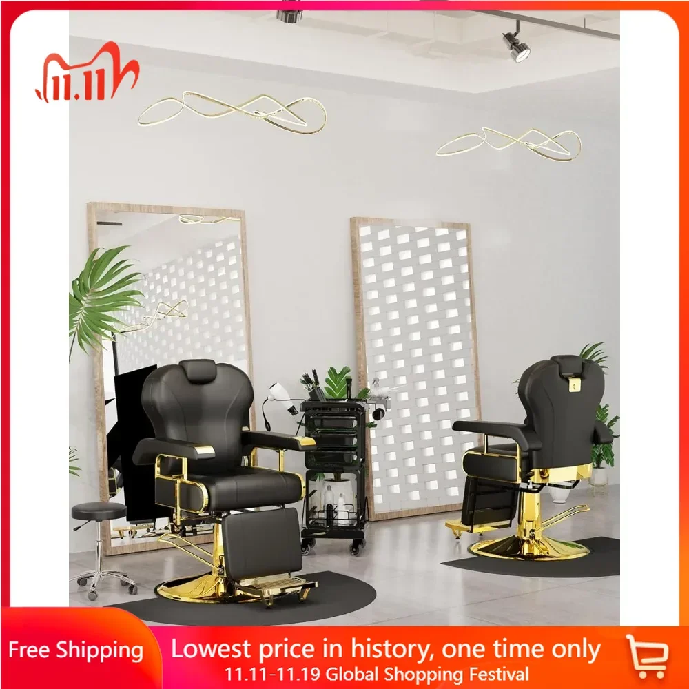 Salon Chair with Adjustable Backrest, Chairs with Heavy Duty Steel Frame & Removable Headrest, Barber Chair