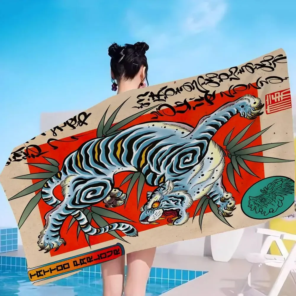 Bohemian Tibetan Tiger FloralS Bath Towel Microfiber Soft Water Absorbing Breathable For Girl Kids Decorative Beach Towel