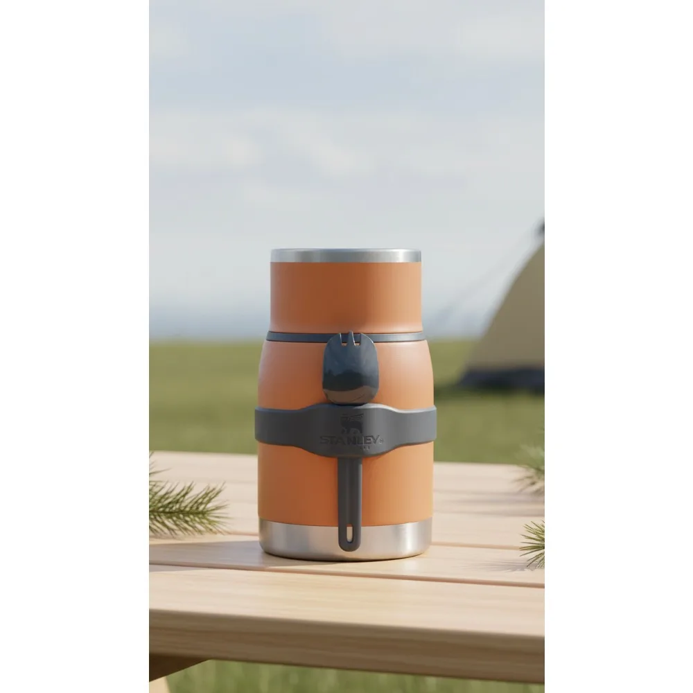 

Портативная банка для еды с вакуумной изоляцией и вилочкой | Термоконтейнер из нержавеющей стали | Без BPA для улицы и офиса