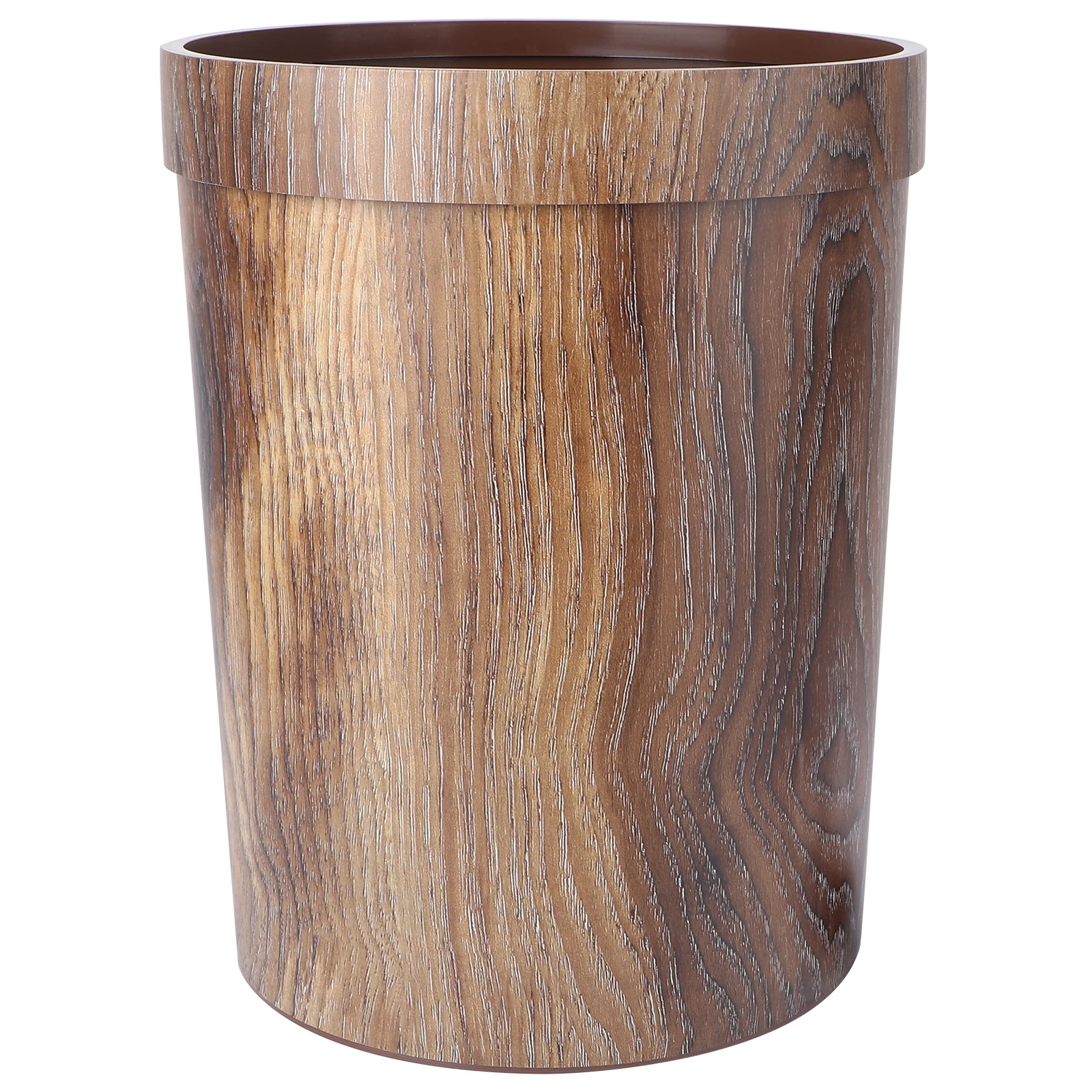 

Retro Trash Can Garbage Bin Small Plastic Bedroom PP Material Wood Grain Wastebasket Home Office Decorative Container