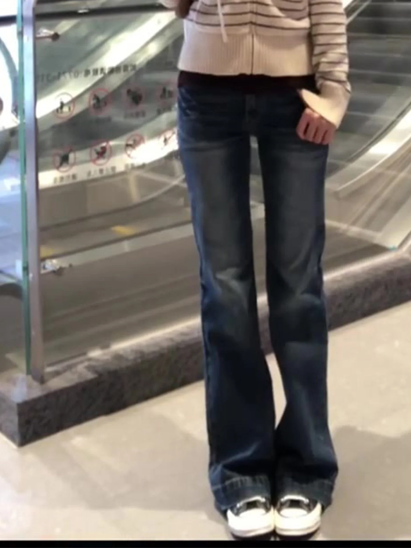 레트로 아메리칸 하이 스트리트 웨이드 벨 보트 진 여성용 가을 겨울 신상 슬레 하이 웨이스트 스트레이트 레그 팬츠