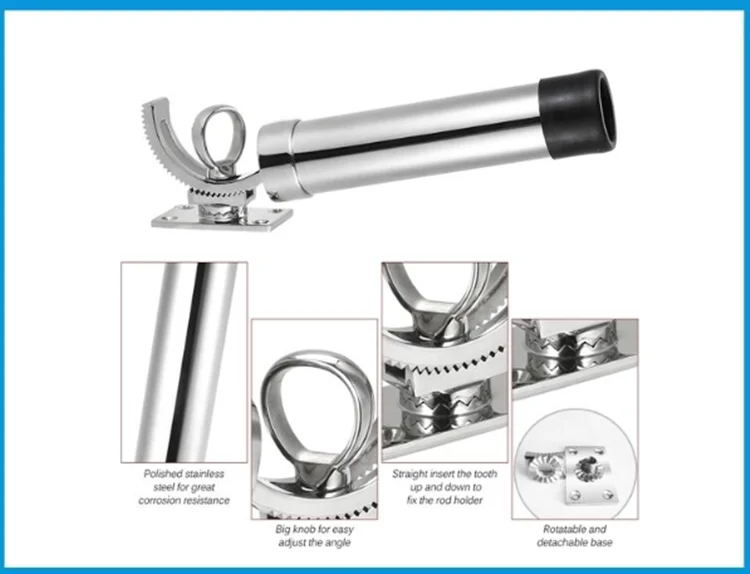 Yacht accessories Adjustable stainless steel 316 grade mirror fishing rod bracket
