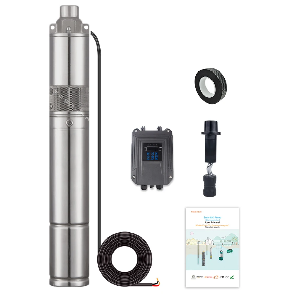 3 Inch 1200W Cast Screw Solar Pump DC 72V Water Pump With Controller Deep Well Pump Submersible Well Pump High Lift Large Flow