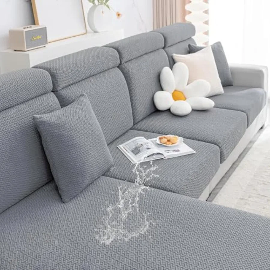 

Waterproof Couch Cushion Covers Stretch Jacquard Thick Sofa Cushion Covers Washable Seat Slipcover Elastic Furniture Protector