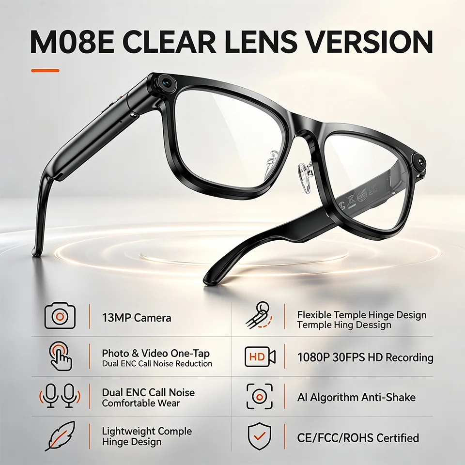 Voice Assistant AI Smart Glasses Outdoor New Real Time Translation 13MP Camera Video Recording Bluetooth for Men Women Wearable