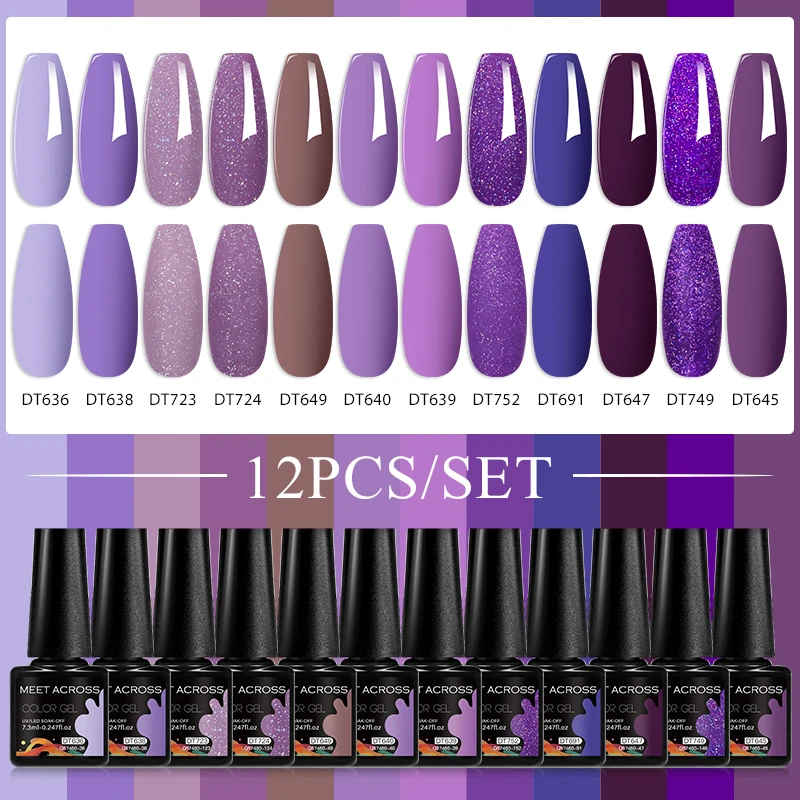12 st MEET ACROSS Nagelgel Polish Set All-Season Nagels Manicure Vernissen Kit Semi Permanente UV/LED Nail Art Gel voor Thuis Salon