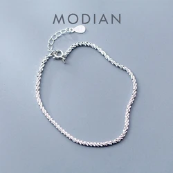 Mocanie Fashion 925 Sterling Silver Simple White Black Color Gypsophila Link Chain Bracelet for Women Men Fine Jewelry Bijoux