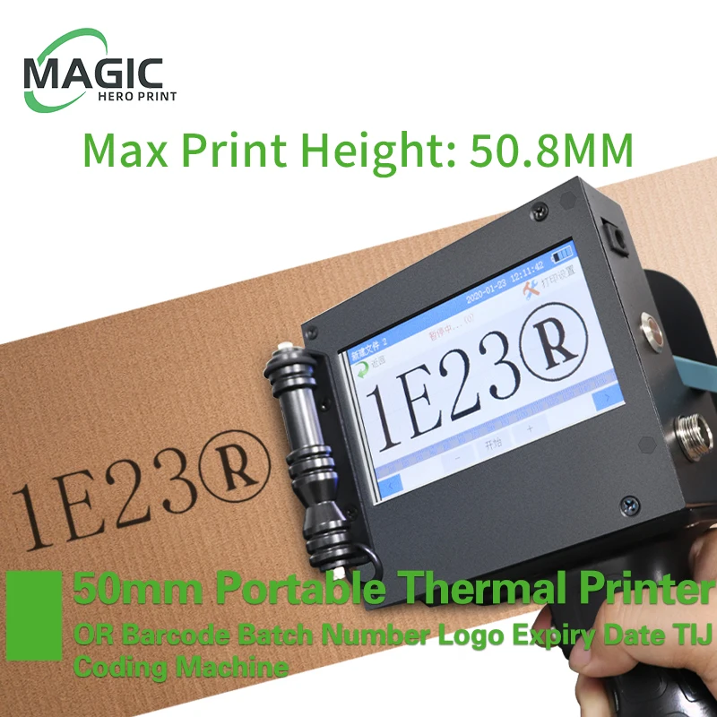 

530PLUS 50 мм портативный ручной термоструйный принтер для QR-штрих-кода, номер партии, логотип, дата истечения срока годности, печатная машина для кодирования этикеток